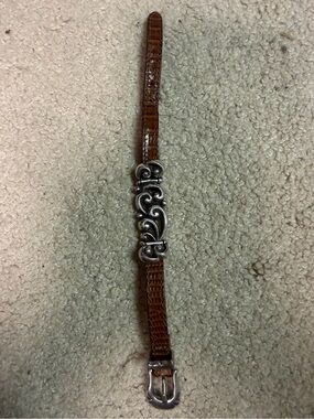 Women’s Brighton Brown Leather Bracelet with Ornate Silver Accent